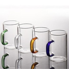 Tasse à boire en verre épais Transparent | Résistant à la chaleur de 300ml ustensiles à manche coloré tasse de thé, tasse de bière en verre pour la maison