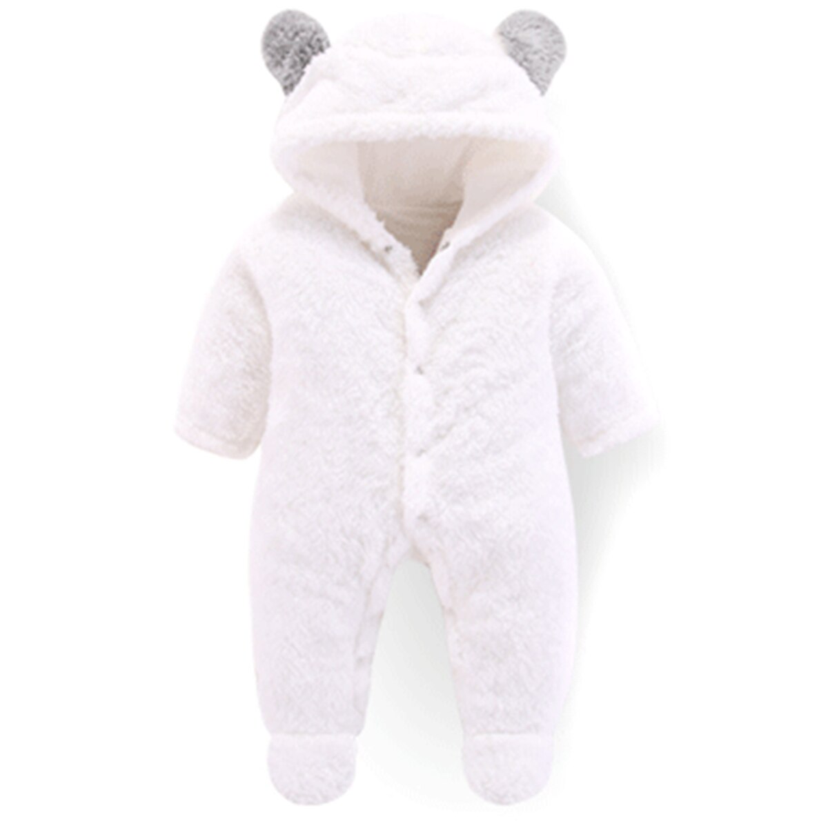 Herfst Winter Baby Katoenen fluwelen Schattige Oren Rompertjes Baby Meisje Jongen Kleding Baby Baby Meisje Kleding Jumpsuits Overall: White / 18m