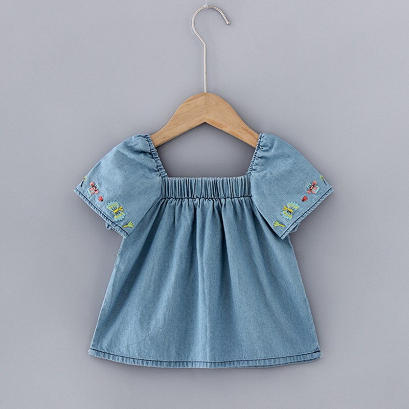 0-3 jahre Kleinkind Mädchen oben Denim Bluse Baby Mädchen Kleidung