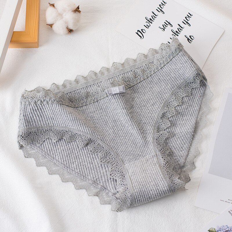 Bragas antigoteo para el período Menstrual, ropa interior de algodón para mujeres, calzoncillos con flores de cintura baja de estilo japonés para chicas, calzoncillos con flores: grey / M