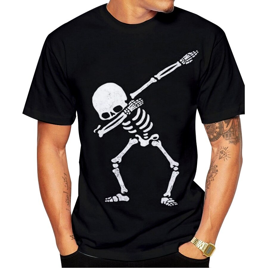Skull 3D Printed T-Shirt Men Summer O-neck Casual Animal Short Sleeve White Black Graphic T shirts Men: L