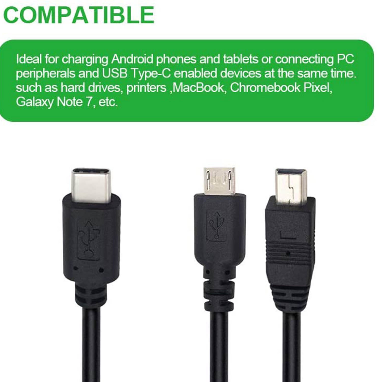 1Pc Multifunctionele Usb 2 In 1 Usb Type 3.1 C Mannelijke Micro Usb &amp; Mini Usb Man Cord gegevens Opladen Adapter Splitter Kabel