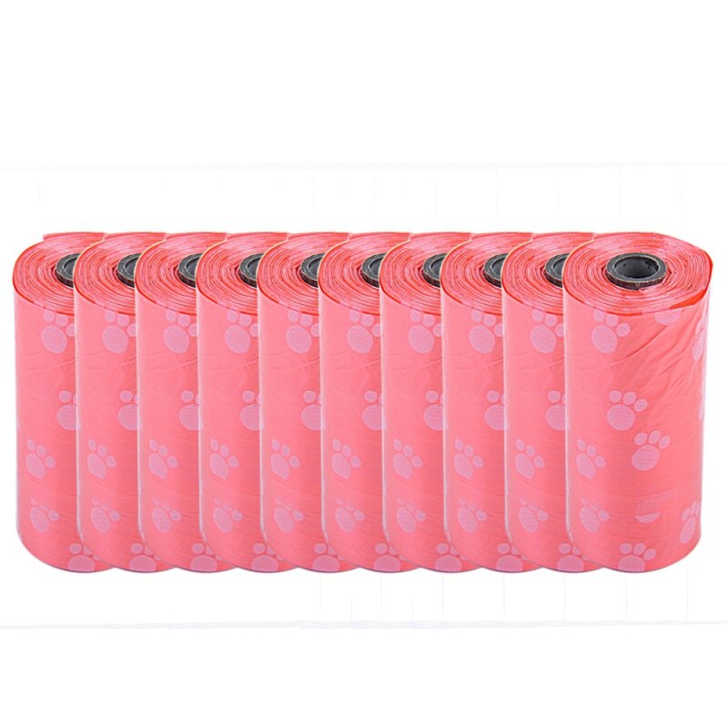 10 rolls=150pcs Degradable Pet Dog Waste Poop Bag With Paw Printing Doggy Bag Shit picking bags: R