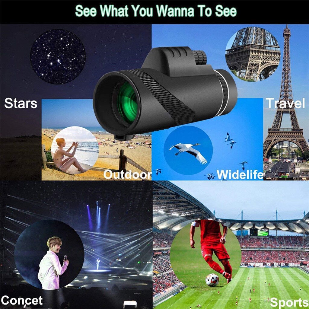 HaleBor High Power 50X60 HD Monocular Telescope Shimmer Night Vision Outdoor Hiking Anti-slip биноколь военный Q1