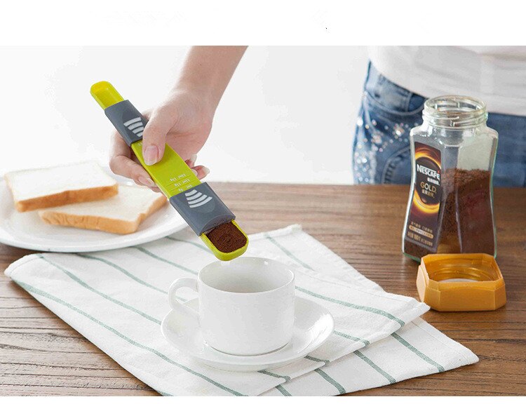 Taza medidora de doble extremo, ocho puestos, cucharas medidoras de escala ajustable, herramienta de medición, cuchara para cocción, accesorios de cocina, QA 098, 1 ud.