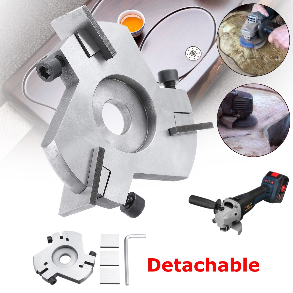 16mm Aperture Angle Grinder Woodworking Three-tooth Turbo Plane Wood Milling Cutter Carving Blade Digging Wood Carving Disc Tool