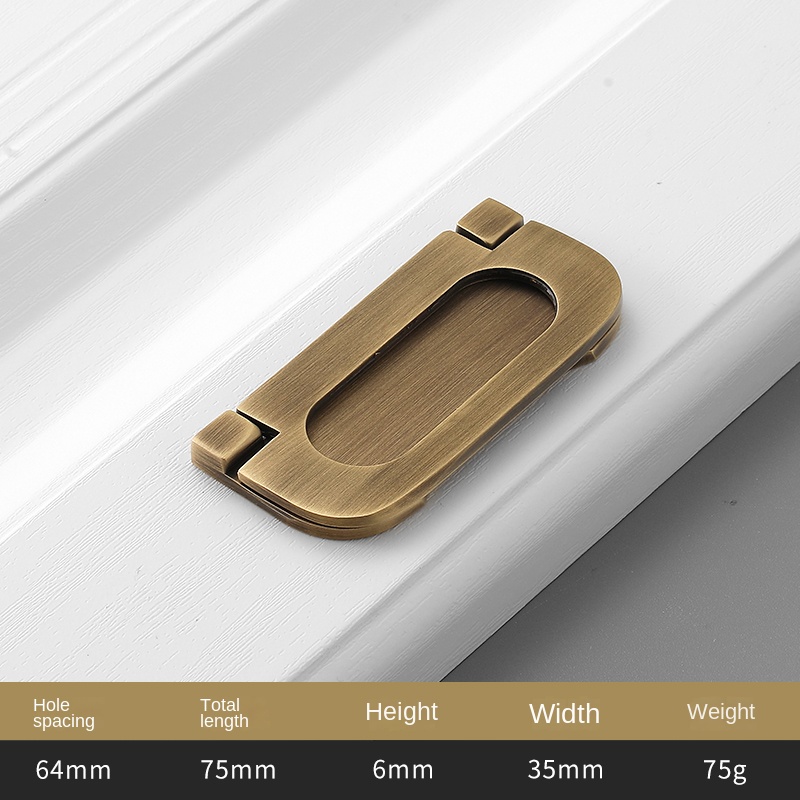 American pure copper solid furniture closet door brass single hole handle Chinese vintage cabinet drawer copper handle