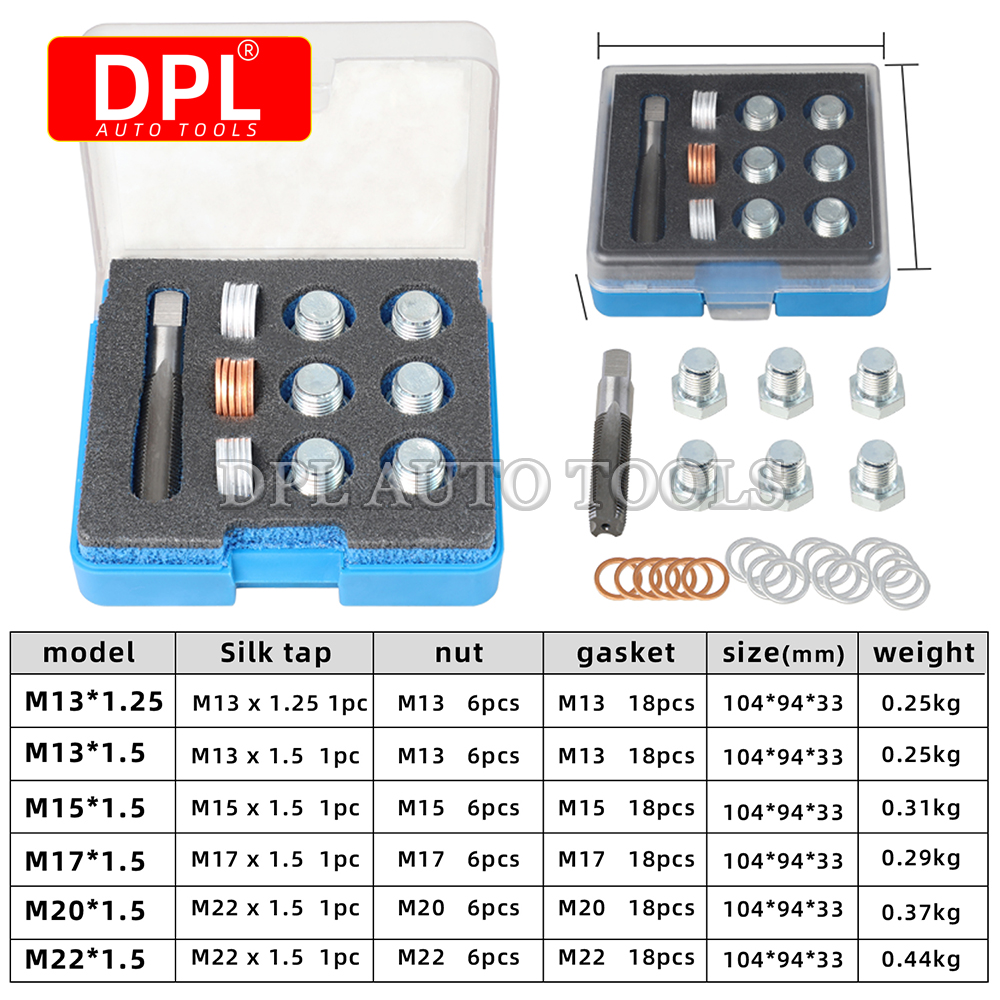 Vis de vidange de robinet et d&#39;huile M13 x 1.25 à M22 x 1.5mm (pas), boulon de réparation, M13 M15 M17 M20 M22