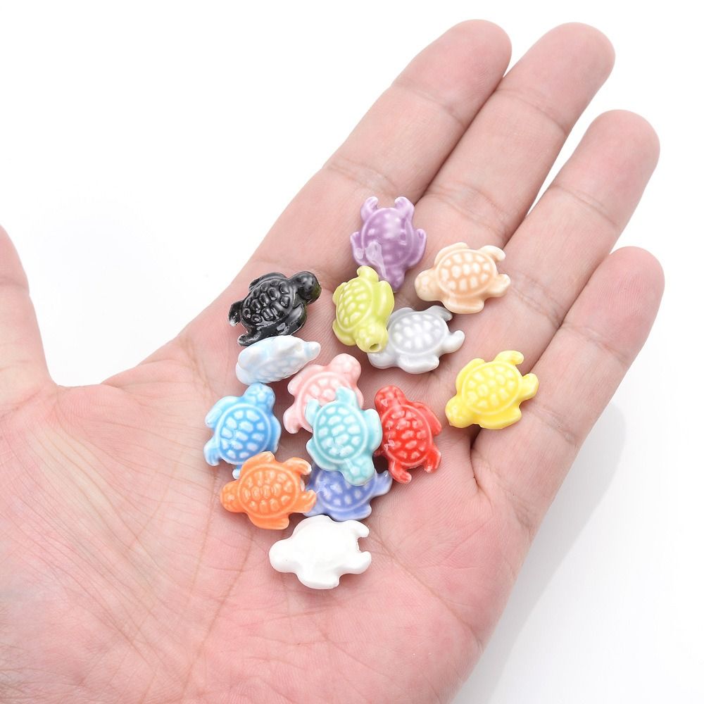 Cuentas de tortuga marina hechas a mano, 10 piezas, espaciador de cerámica de , cuentas sueltas, Kit DE FABRICACIÓN de pulseras 3D