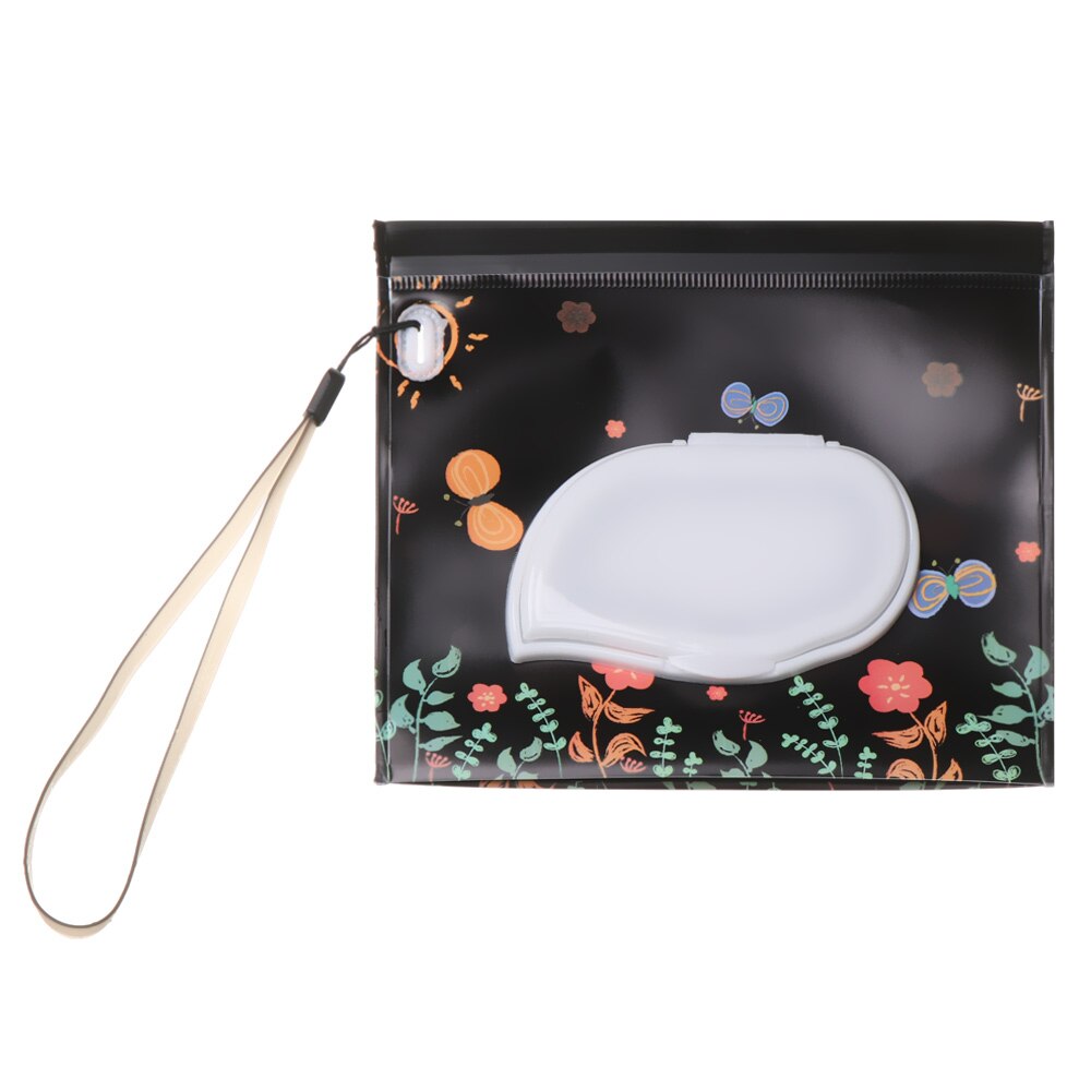 Nouvelles lingettes étui de transport embrayage propre lingettes humides sac cosmétique pochette facile à transporter Snap-Strap boîte à mouchoirs bébé poussette accessoires: C
