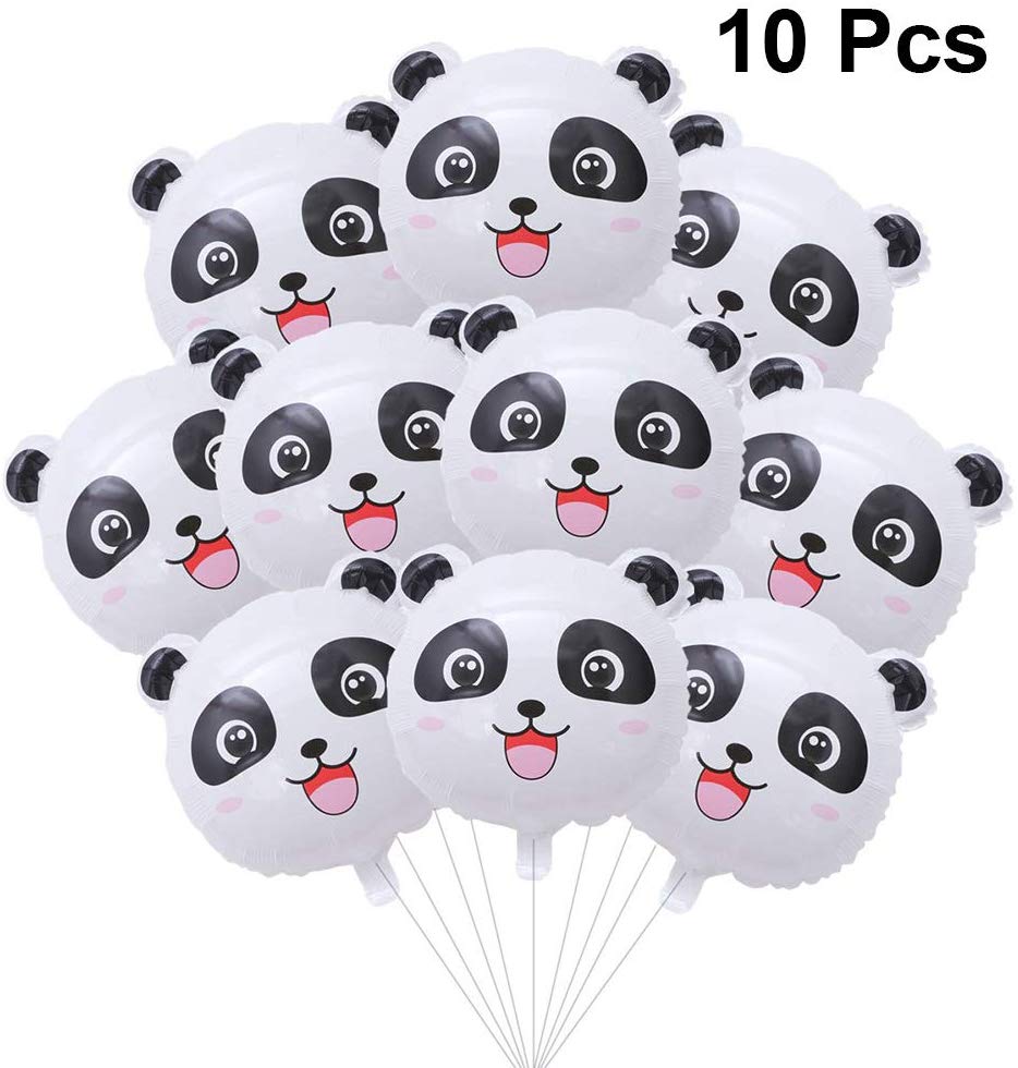 Globo de oso Panda bonito, 10 Uds., globos de aluminio, Panda, globo de la cabeza, ramo para Baby Shower, suministros de de cumpleaños, Panda
