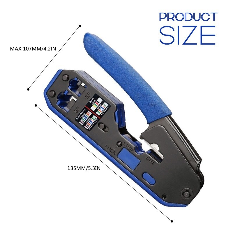 RJ45 Crimping Tool, Network Crimping Tool, Wire Stripper, Wire Stripper for Rj45 Cat6 Cat5E Cat5 Rj11 Rj12 Connector
