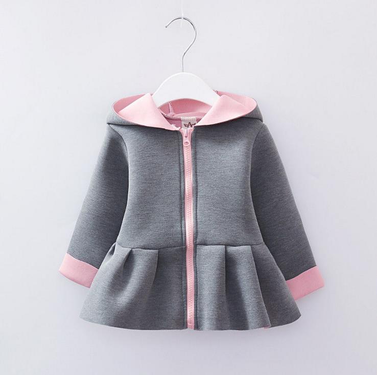 hiver enfant en bas âge bébé filles manteau oreilles à capuche manteau à manches longues automne hiver veste tenues vêtements fille 6-24M: Gris foncé / 24M
