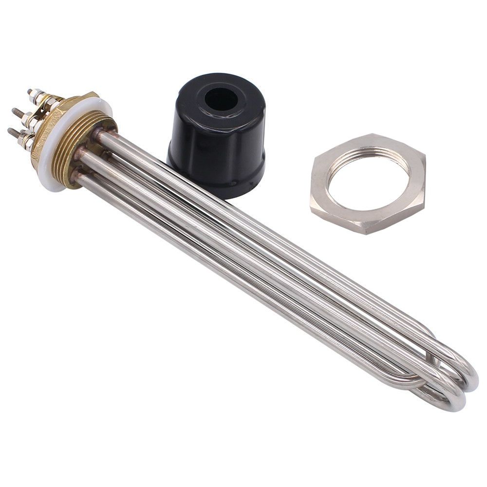220V Heating Element 1.5"BSP Thread Electric Heater for Water Boiler DN40 47mm 220v/380v 3KW 4.5KW 6KW 9kw 12KW: with locknut / 9KW L320mm