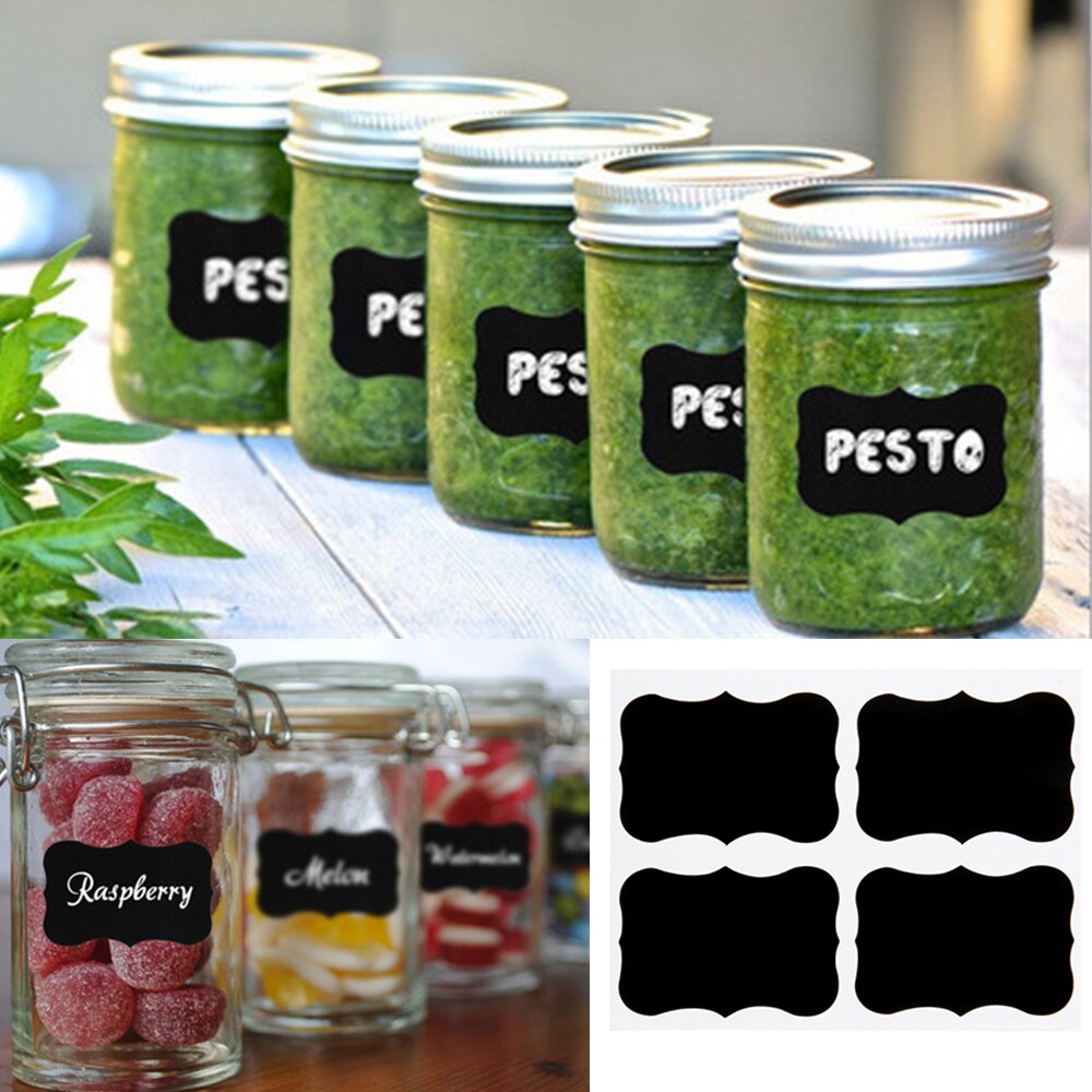 36/24pcs Kitchen Label Stickers PVC Waterproof Blackboard Stickers Bar Kitchen Spice Castor Jars Organizer Storage Bottles Label