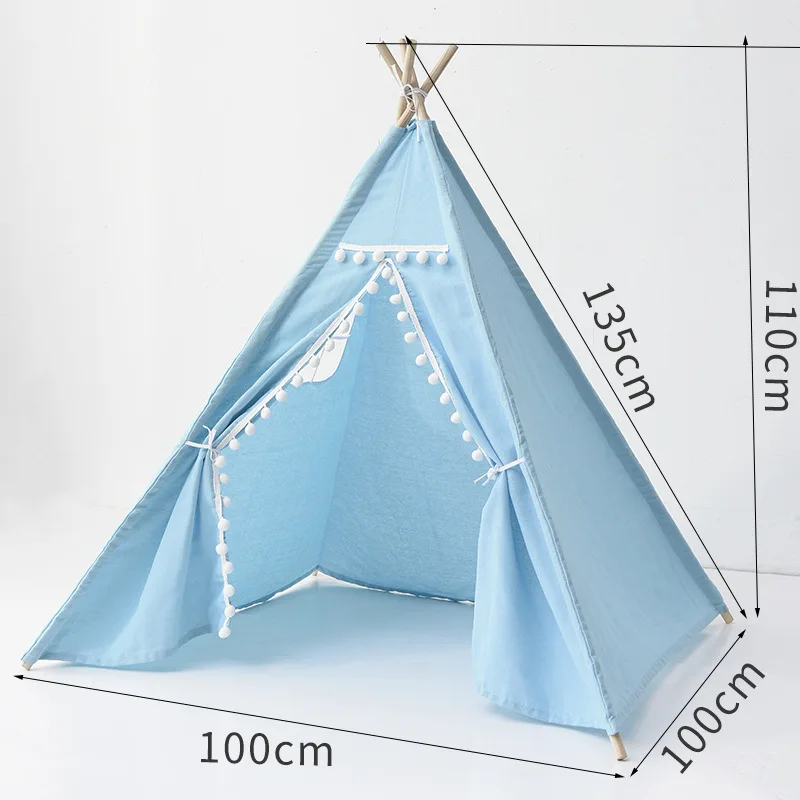 Portable Kids Tent Teepee Tent For Children Tipi Infantil House For Girl Cabana Boy Tents Decoration Carpet LED Lights: VIOLET/紫罗兰