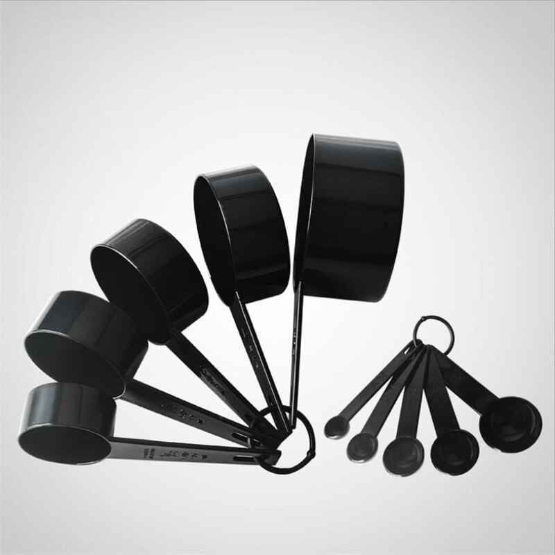 10pcs Black Plastic Measuring Cups Measuring Spoon Cooking Tools Mini Scales Spoons for Baking Coffee Tea Kitchen Gadgets: 10pcs
