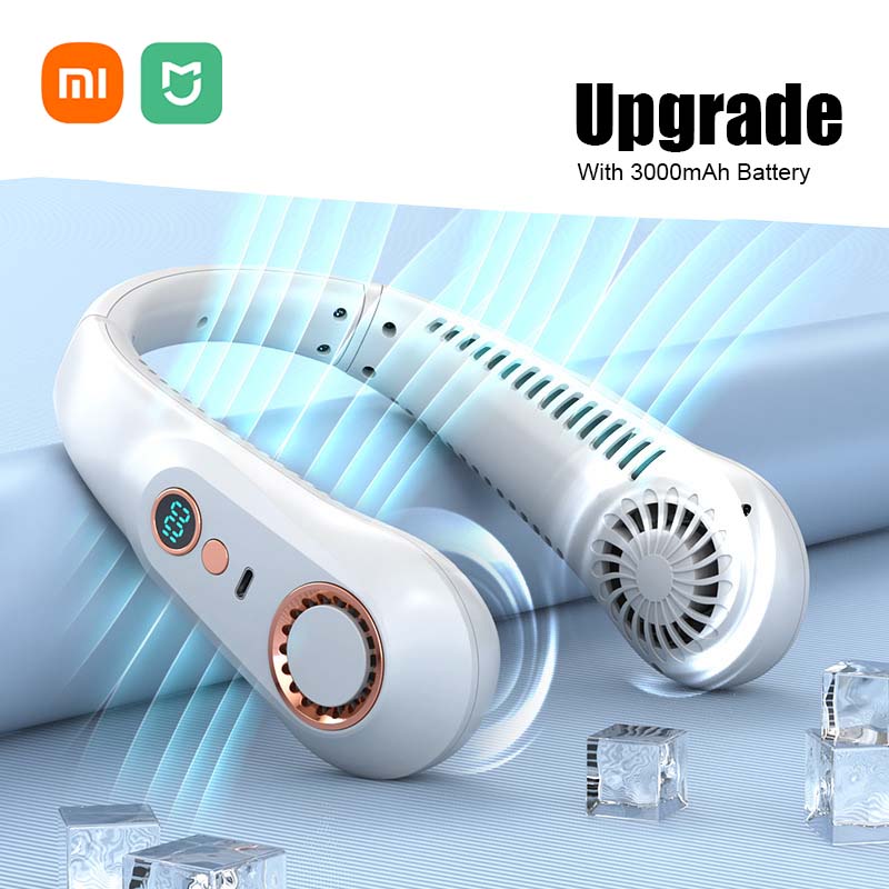 Xiaomi ventilateur de cou suspendu type-c affichage numérique LED Rechargeable refroidissement rapide réfrigération Portable extérieure ventilateur silencieux sans lame: jaune clair