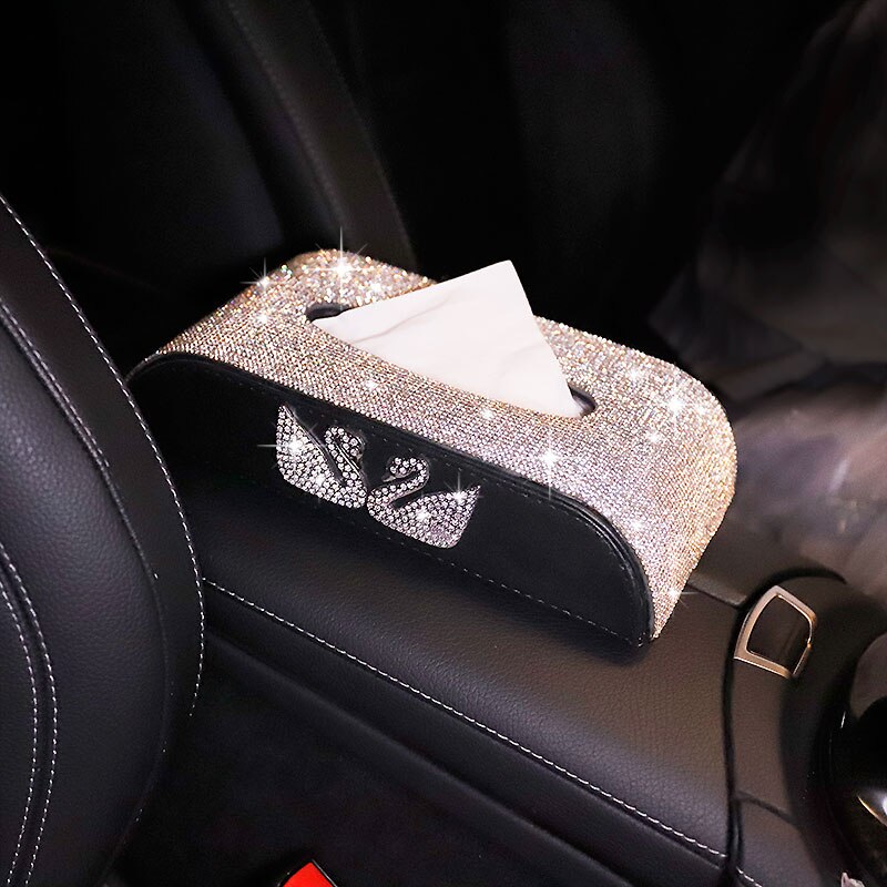 Luksus læder diamant maleri tissuekasse serviet holder bil pumpe kasse køkken væv dispenser boligindretning: F