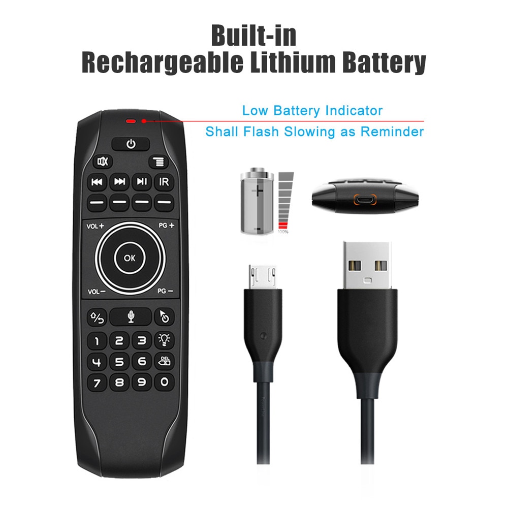 G7V PRO-giroscopio inalámbrico con retroiluminación, ratón de aire con teclado en inglés y ruso, Control remoto por voz inteligente de 2,4G, batería integrada G7