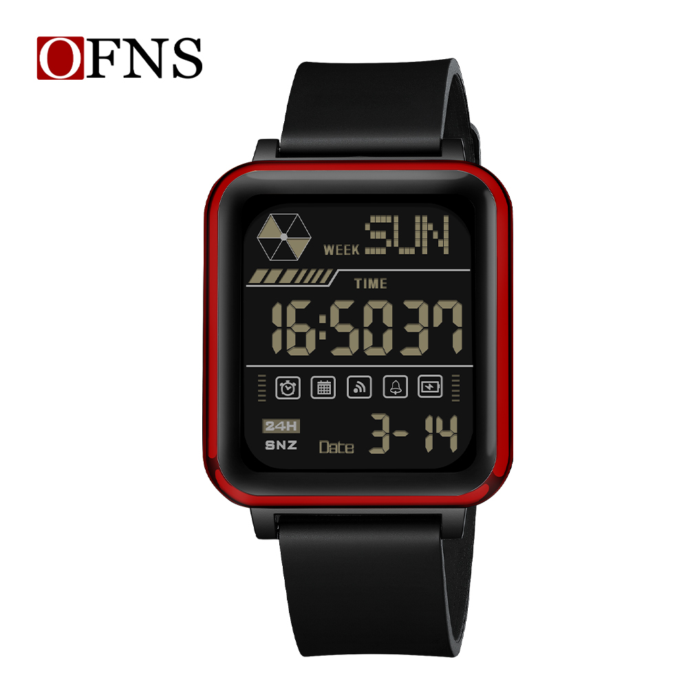 OFNS Top 6159 Casual elektronisch herenhorloge Multifunctioneel digitaal nachtlampje Waterdicht en schokbestendig herenhorloge 2024: Coffee