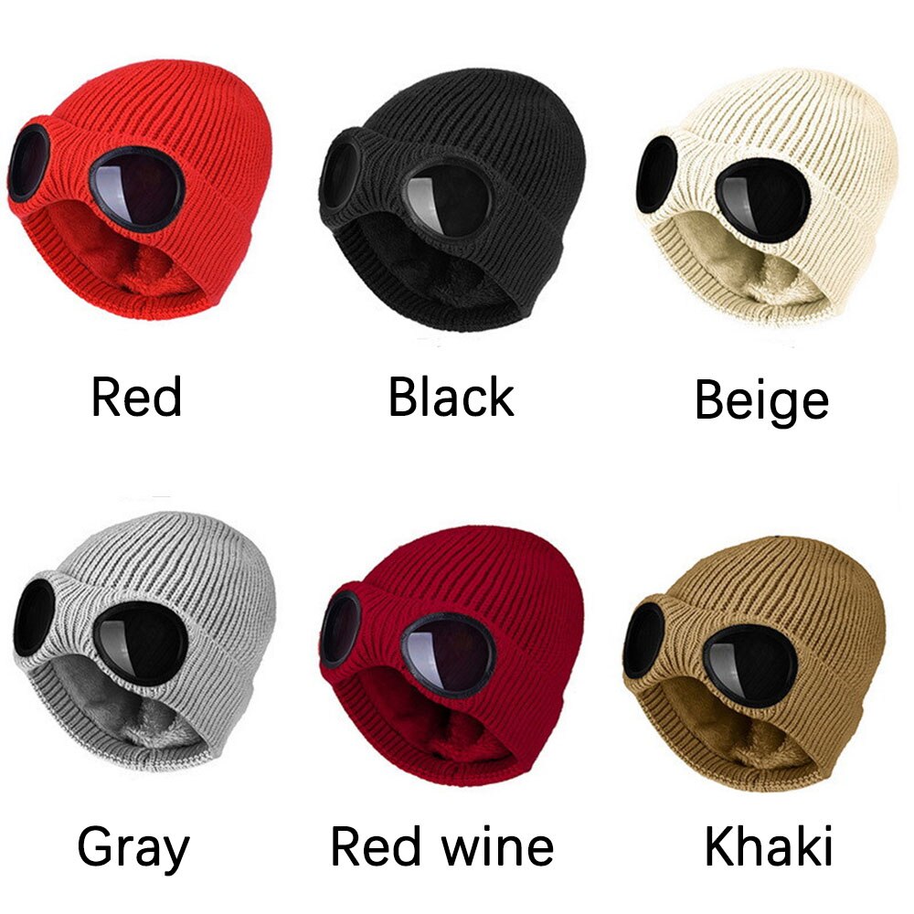 Berretto da sci casuale da donna cappellino da sci tutto'aperto cappello invernale lavorato a maglia caldo uomo donna cappello a cuffia con occhiali per cappelli unisex per adulti