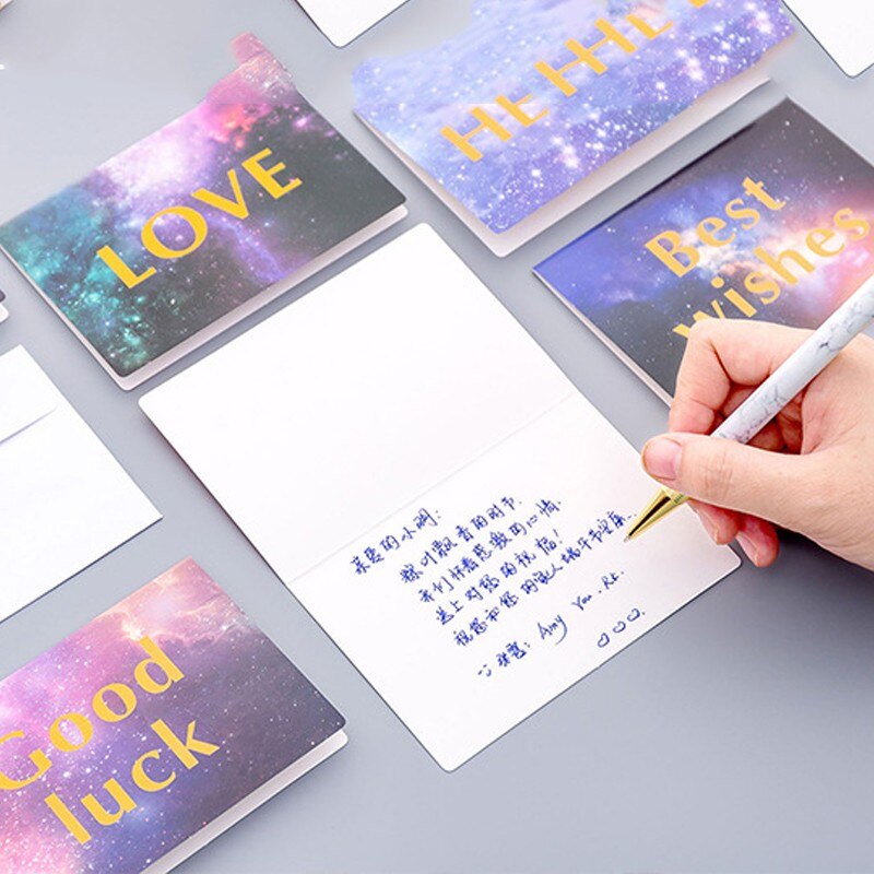 50pcs per pack Blue Starry Sky Postcard Beautiful Scenery Cards Message Greeting Card with envelope
