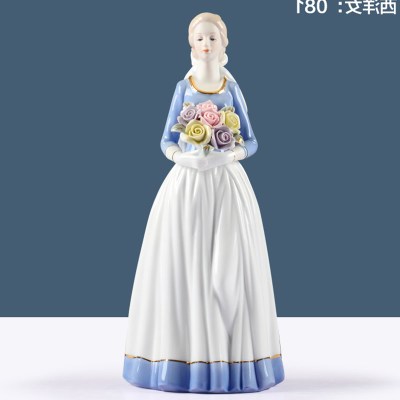 Decoración moderna para el hogar, artesanía de cerámica, figura de chica bonita, estatua, adornos europeos, vitrina de exhibición,