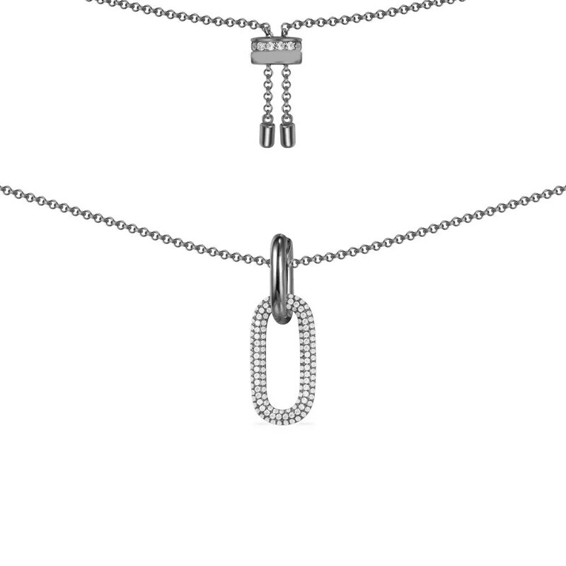 S925 sterling zilveren sieraden 1:1 kopieën, ketting, camouflage verstelbare ketting, donkergrijze zilveren sieraden: Apm ketting 02