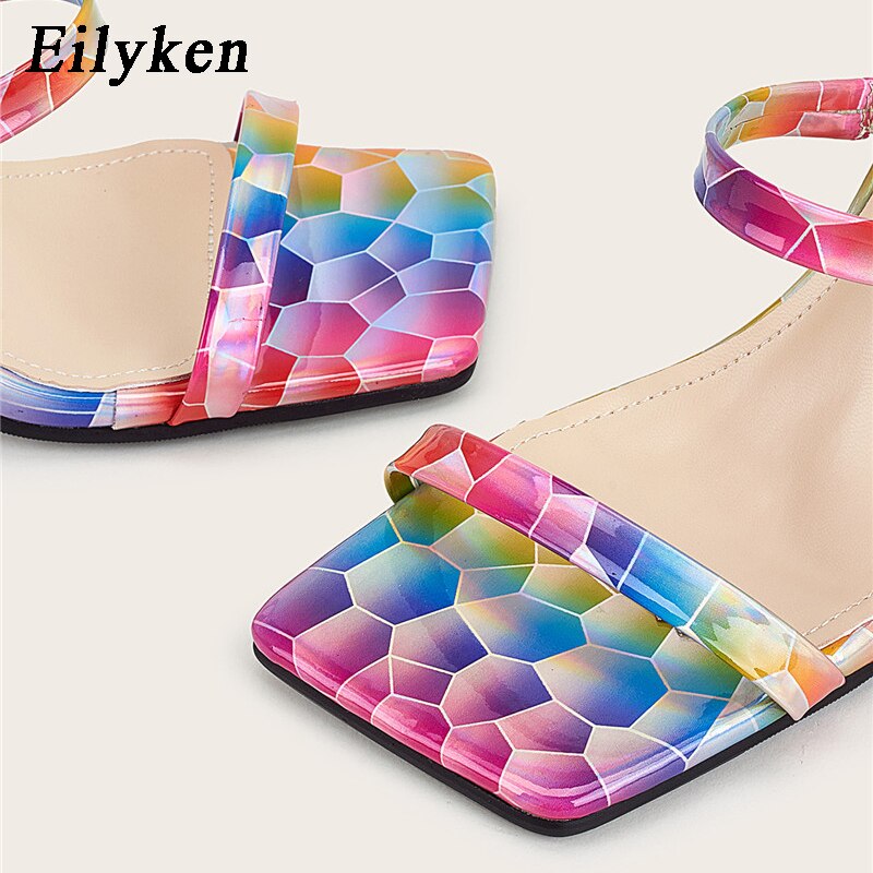 Eilyken Neue Farbe Serpentin hoch Hacke Frauen Pantoffel Sommer draussen Sandale hoch Hacke Frauen Sandale Dias größe 36-42
