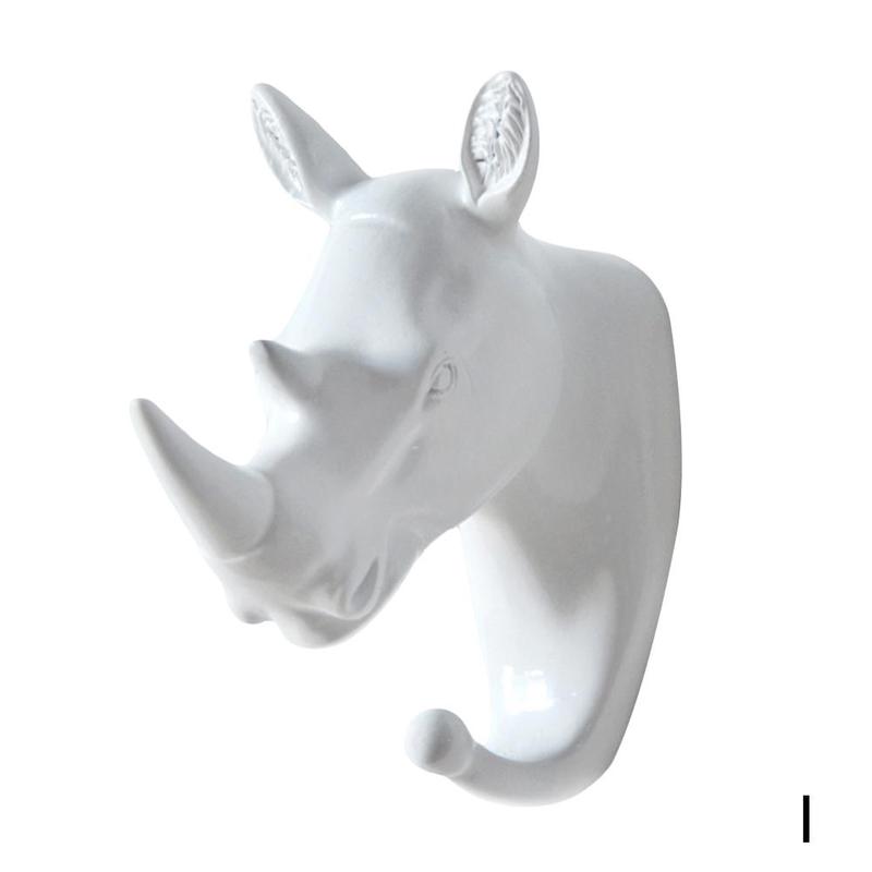 Ganchos con forma de Animal para colgar en la pared ganchos de pared con forma de Animal, de rinoceronte, caballo, jirafa, elefante, para sombrero, gancho, soporte para decoración del hogar: I
