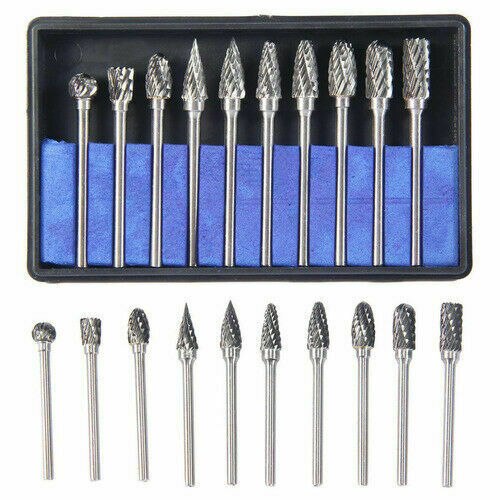 Cabezales de molienda de acero de tungsteno, juego de rebaba de carburo de tungsteno, accesorios de material de diamante, herramientas eléctricas de molienda, 10 Uds.