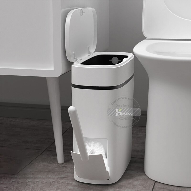 Konco Poubelle et Brosse De Toilette Ensemble, Poubelles Brosse Wc Poubelle Seau et Brosse De Toilette avec Set De Support Pour salle de bain