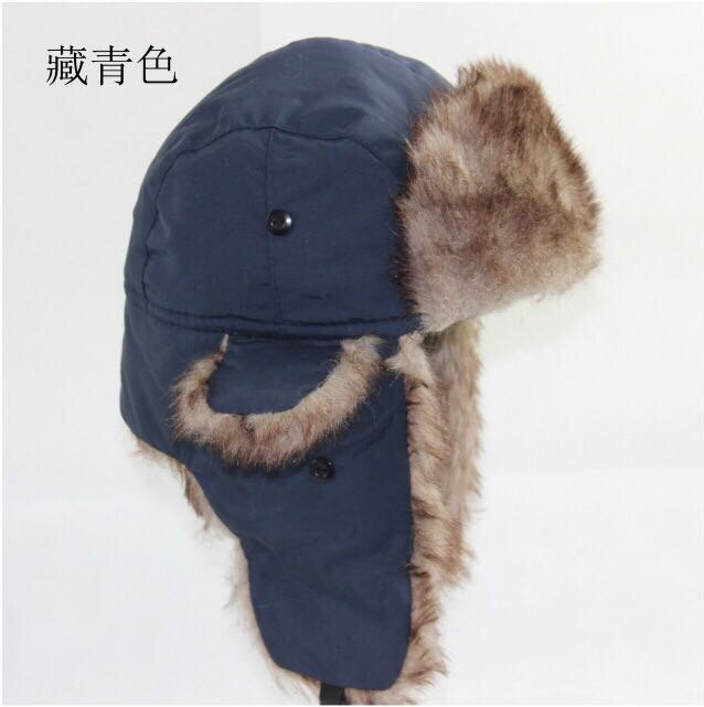 Brand Unisex Trapper Bomber Warm Russian Trooper EAR FLAPS Winter Ski Hat Men Women Cap Bomber Hats: Blue