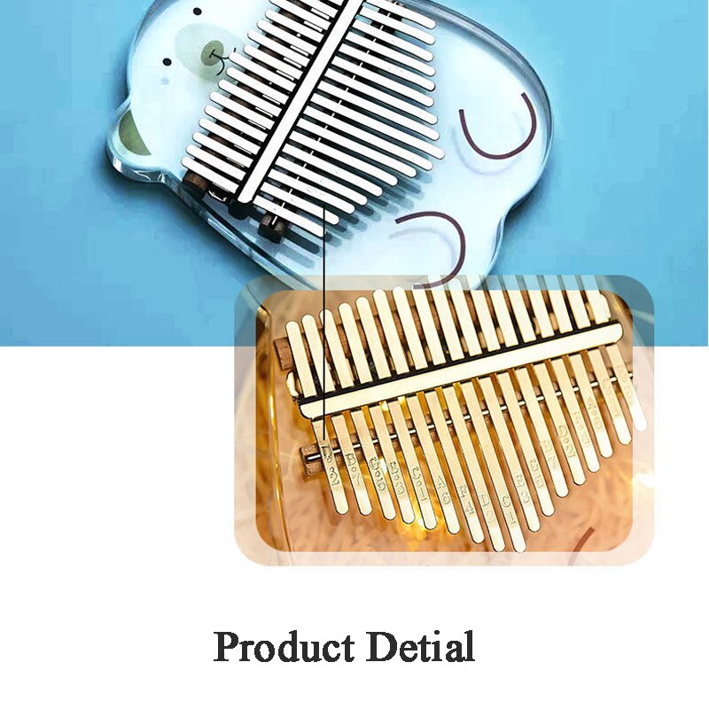 Kalimba 17 Keys Crystal Full Transparent Thumb Piano Acrylic African Mbira Calimba Finger Piano with Tuning hammer Kalimba Case
