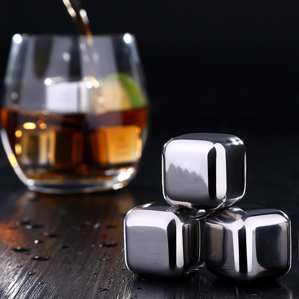 4/8 Stuks Rvs Ice Cubes Herbruikbare Whiskey Wijn Drinken Chilling Stones