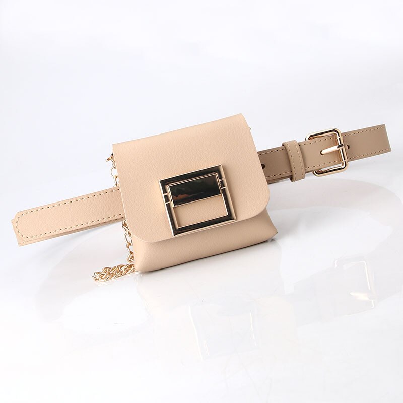 Heuptasjes vintage heuptasjes telefoontasje heuptasje van pu-leer vintage dames heuptas schoudertas met ketting: Beige