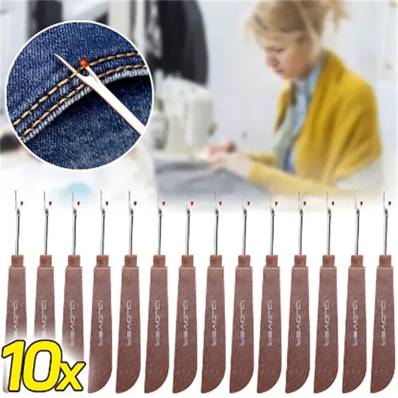 Coupe-fil en acier, manche en bois et plastique, découseur de couture, couteau d'élimination des points, aiguille, outil de couture artistique, accessoires de couture, bricolage, 1/10 pièces