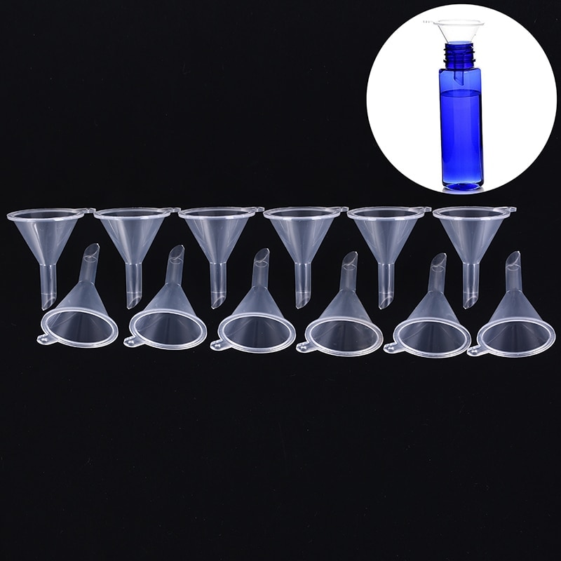 12pcs/set Small Funnel Clear Mini Funnels Packaging Travel Tools for Empty Bottle Filling Perfumes Essential Oils Aromatherapy