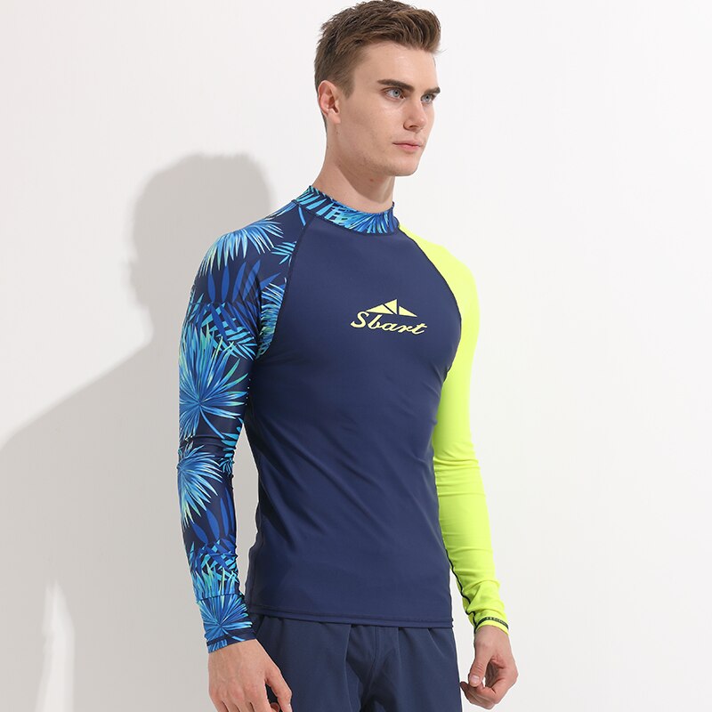 Heren rashguard top heren fitness lange mouwen rashguard t-shirt bodybuilding huid strak drogende tops zon uv badpak blouse print
