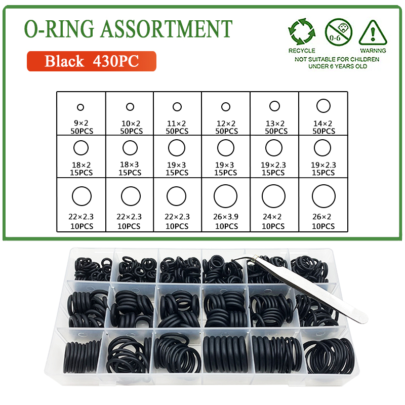 Multiple Sizes NBR O ring Set Seal Ring Oil Resistant And High Temperature Resistant Nitrile Rubber Ring O-Ring Repair box: Yellow