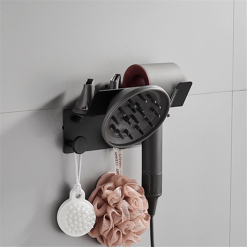 Hair Dryer Rack Black Stainless Steel Wall Mount Storage Rack Bathroom Waterproof Accessories Holder Organizer Home Decoration: DC61-3 Holder