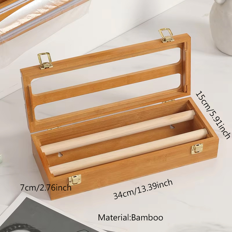 Heißer 3 in 1 Kunststoff wickeln Spender mit Cutter Lebensmittel wickeln Frischhaltefolie Lagerung Organizer Acryl Folie Organizer für Küche Schublade: Grün