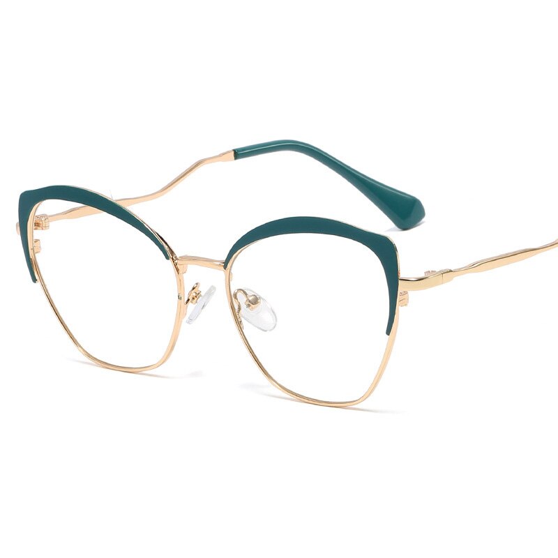 espejo plano de Metal de ojo de gato para mujeres de de lujo lente transparente óptica patas únicas Retro montura gafas miopía Oculos: 9