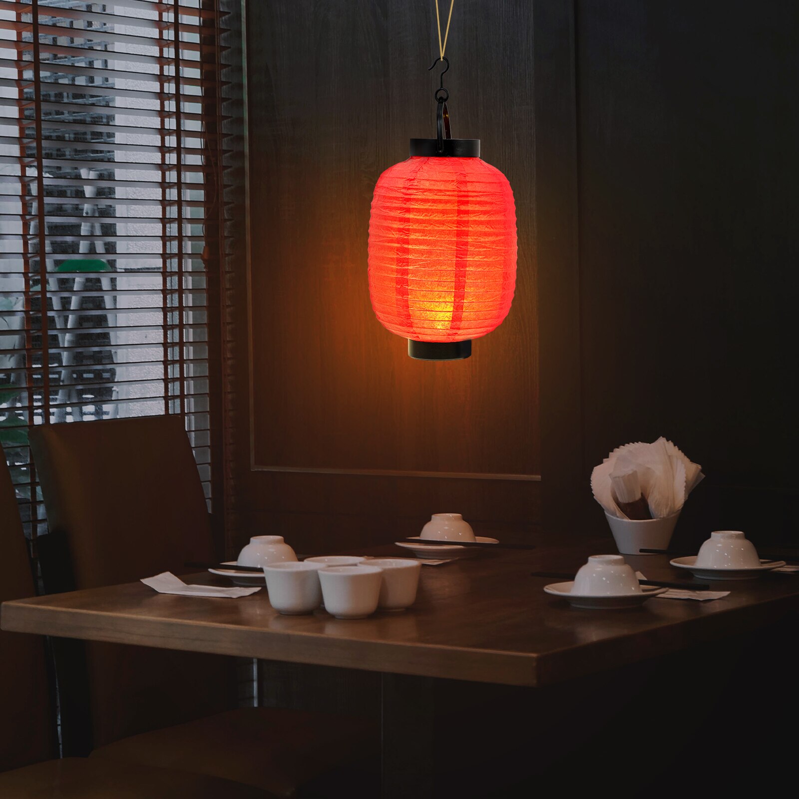 1Pc Japanese Style Paper Lanterns Folding Oval Lantern Decorative Paper Lantern Folding Paper Lantern Party Decoration Prop