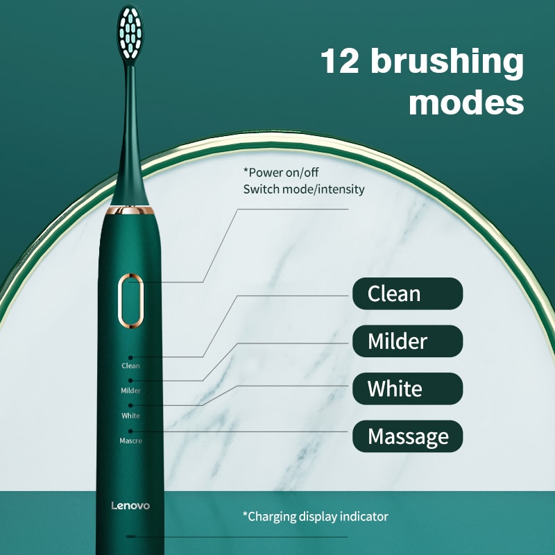 Sonic Toothbrush IPX7 Waterproof 5 Mode 45000 Minute Sterilization Protect Teeth Lenovo Electric Toothbrush