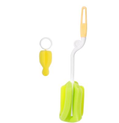 2 Stks/set 360 Graden Roterende Spin Spons Borstel Baby Kids Kinderen Melk Zuigfles Tepel Schoonmaken Scrubber Borstels: yellow