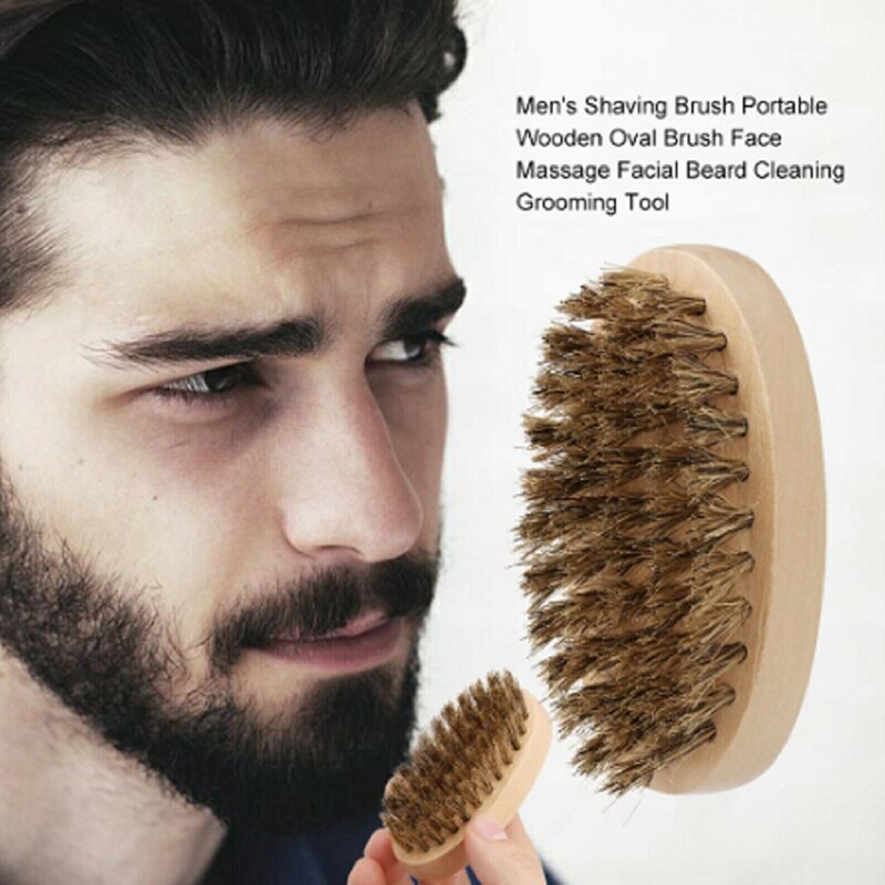 Wood Beard Brush Soft Boar Bristle Brush with Bamboo Wide Tooth Comb for Men Mustache Care Tool