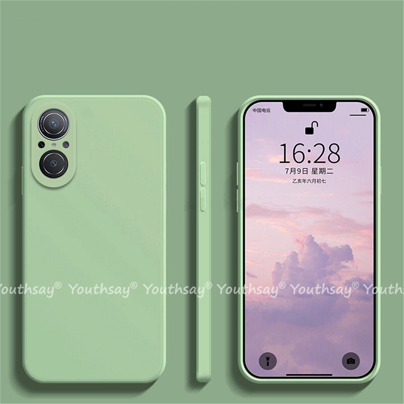 Para Huawei Nova 9 SE funda Huawei Nova 9 SE cubierta de silicona líquida Capa lisa Coque funda protectora para Huawei Nova9 SE cubierta: aluminio / green