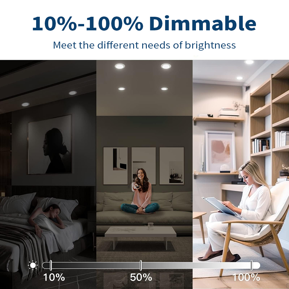 10 stk. innfelt rund ledet-downlight panellys lysstyrke dimbar søkelyset taklampe soverom stue innendørsbelysning